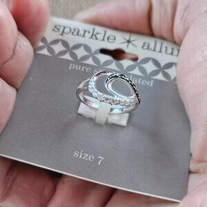 Sparkle Alllure Women Rings Pure Silver Plated Silver/Black Tone Size 7 $42